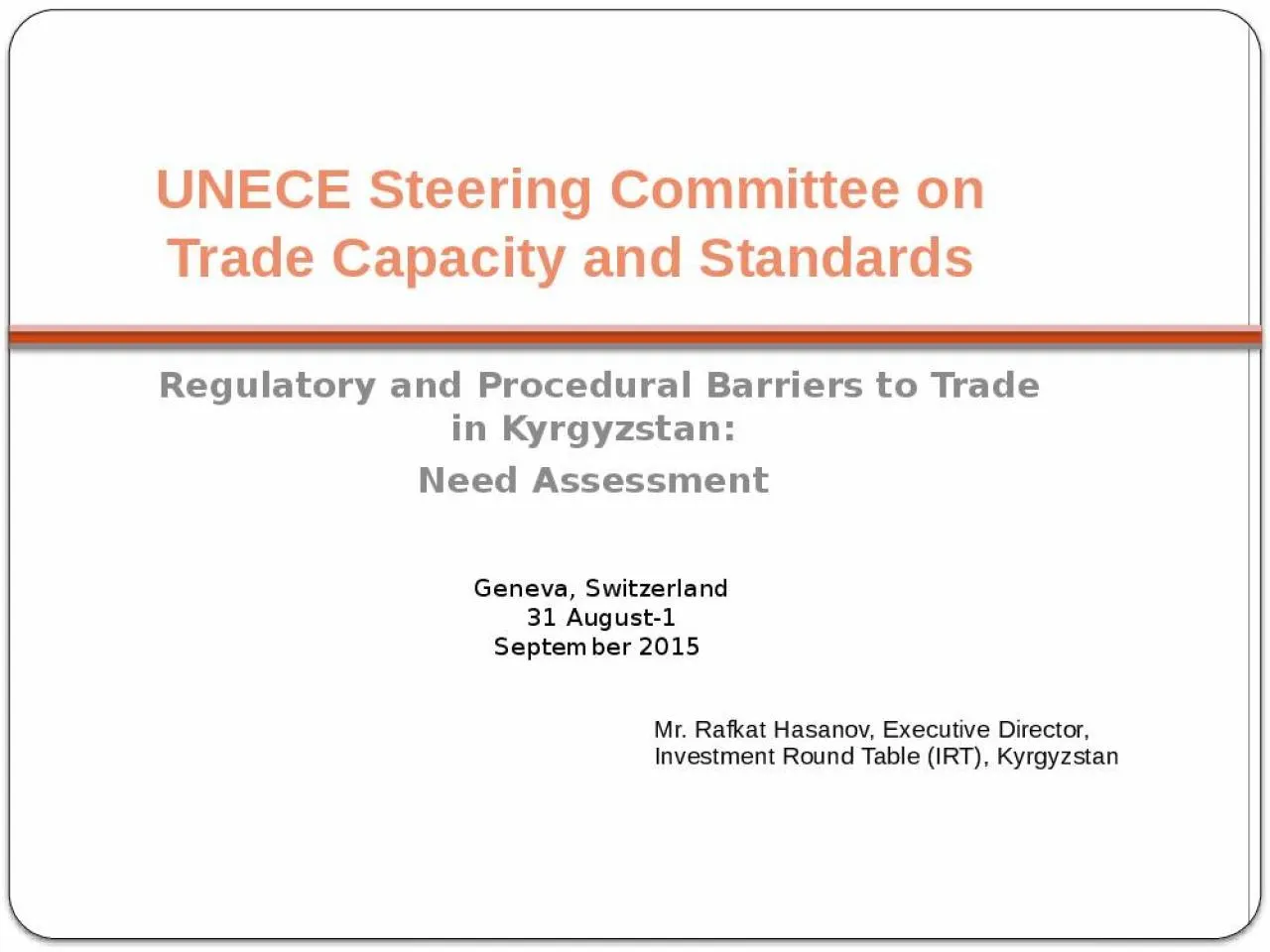 PPT-UNECE Steering Committee on Trade Capacity and Standards