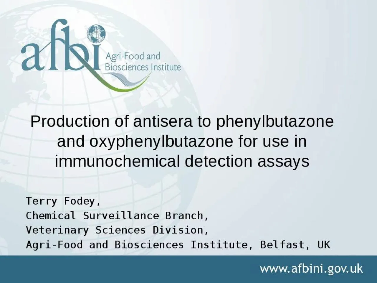 PPT-Production of antisera to phenylbutazone and oxyphenylbutazone for use in immunochemical