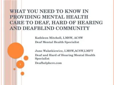 What You Need to Know in Providing Mental Health Care to Deaf, Hard of Hearing and