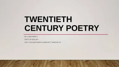 Twentieth Century Poetry