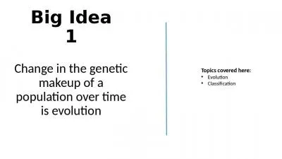 Big Idea 1 Change in the genetic makeup of a population over time is evolution