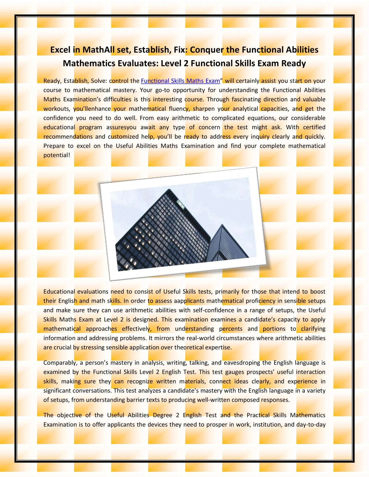 PDF-Excel in MathAll set, Establish, Fix: Conquer the Functional Abilities Mathematics Evaluates: