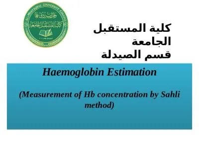 Haemoglobin  Estimation (Measurement of