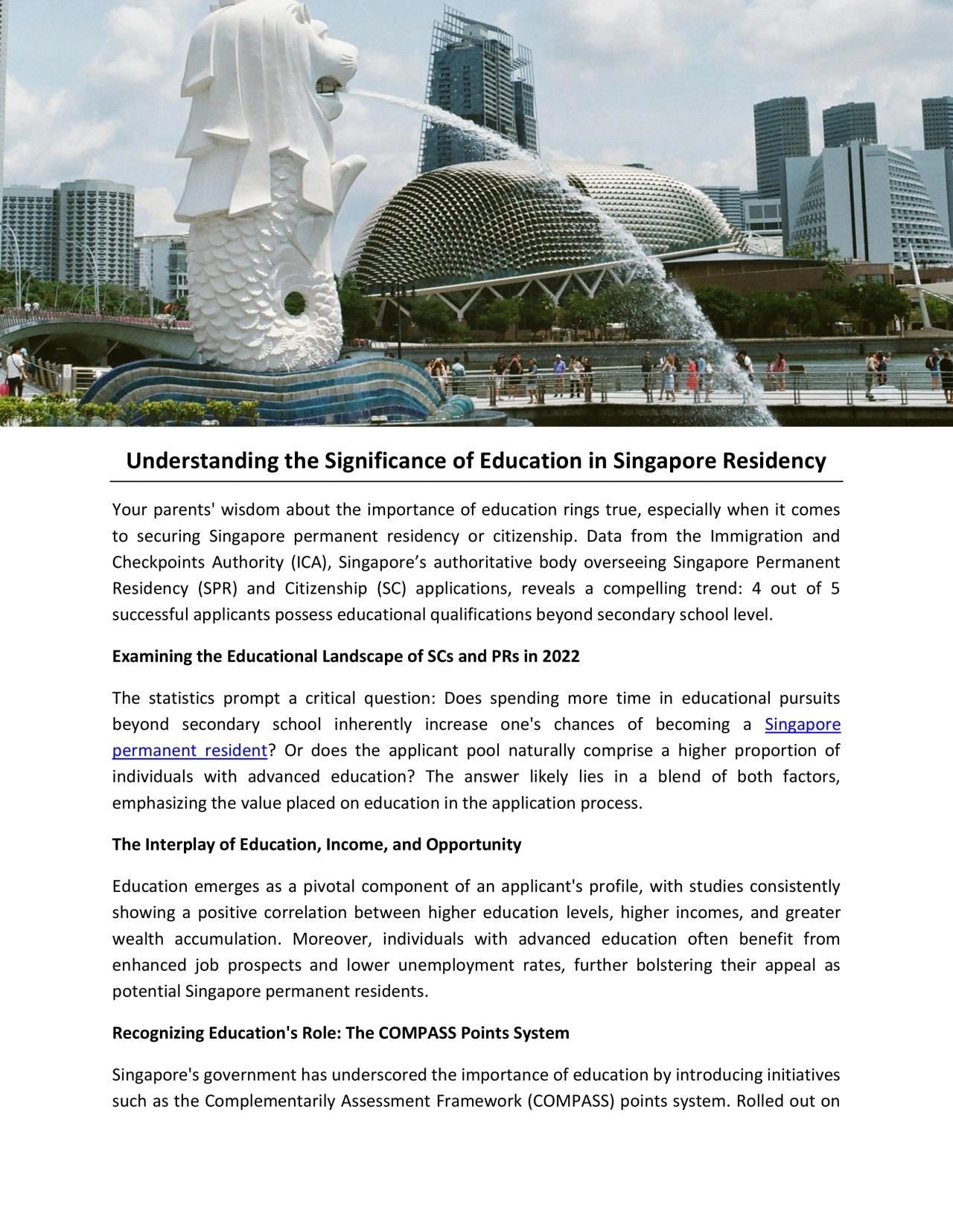 PDF-Understanding the Significance of Education in Singapore Residency