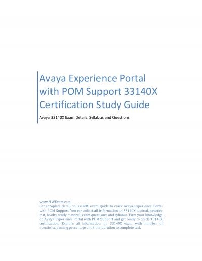 Avaya Experience Portal with POM Support 33140X Certification Study Guide