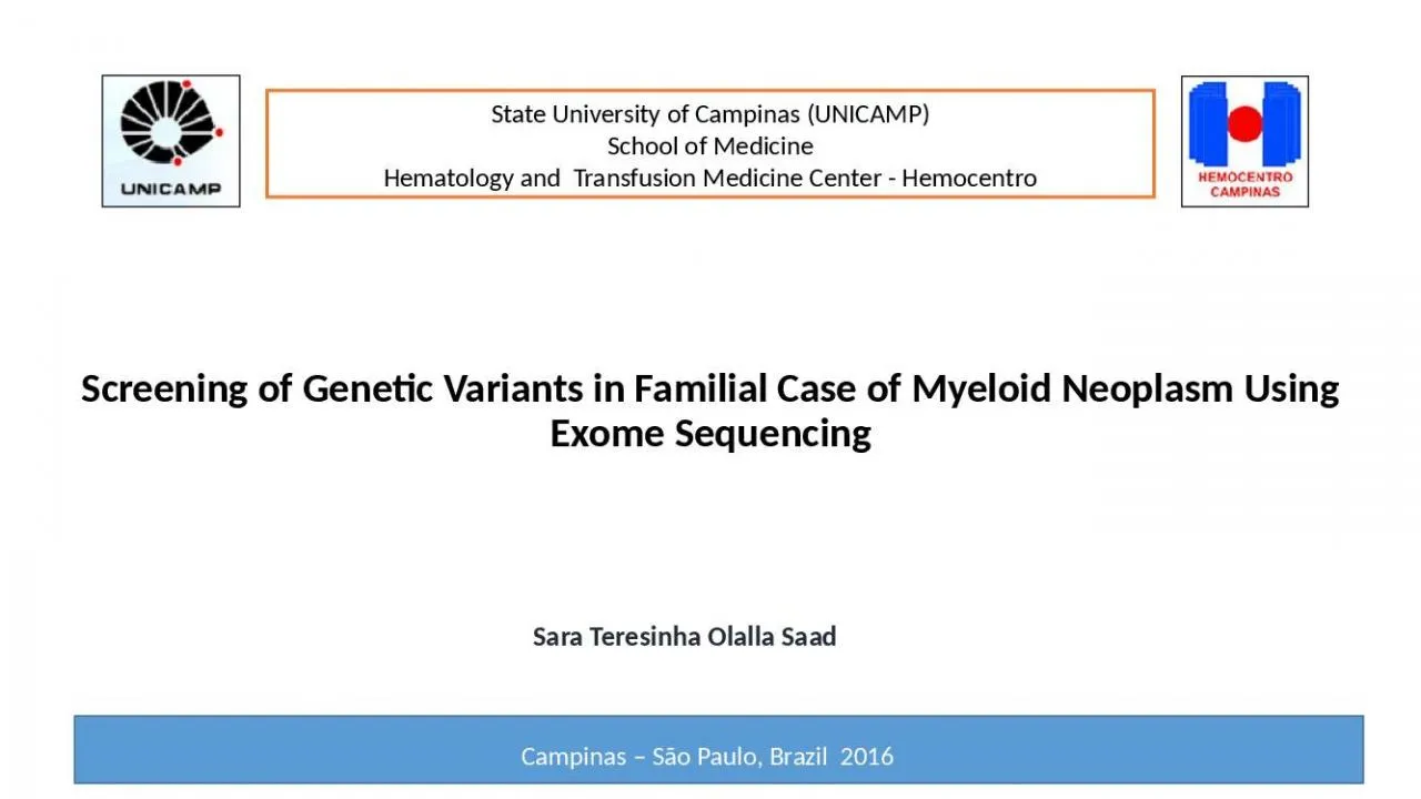 PPT-Screening of Genetic Variants in Familial Case of Myeloid Neoplasm Using Exome Sequencing