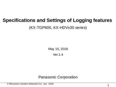 Specifications and  Settings of Logging features