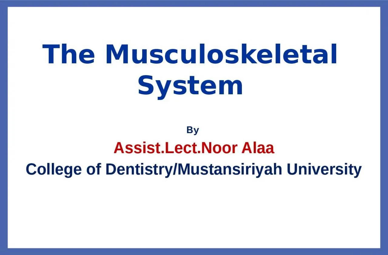 PPT-The Musculoskeletal System