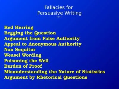 Fallacies for  Persuasive Writing