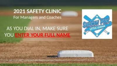 2021 SAFETY CLINIC For Managers and Coaches