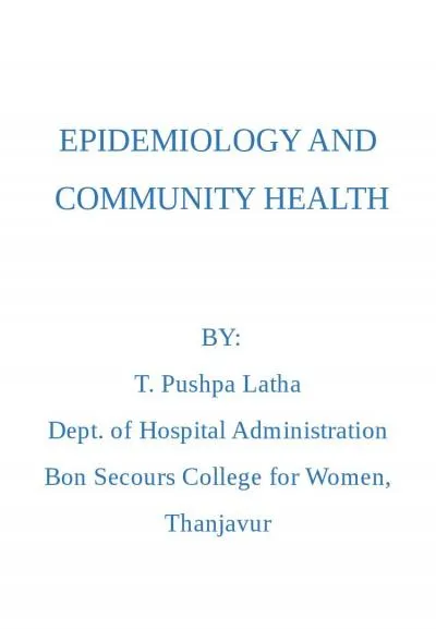 EPIDEMIOLOGY AND  COMMUNITY HEALTH