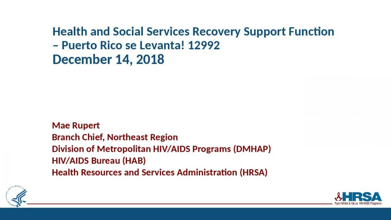 PPT-Health and Social Services Recovery Support Function – Puerto Rico se