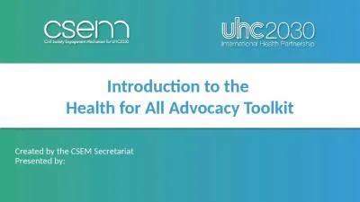 Introduction to the  Health for All Advocacy Toolkit