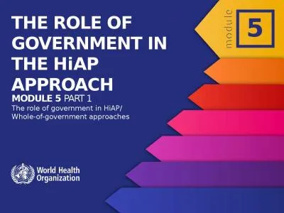 MODULE 5  PART 1 The role of government in HiAP/