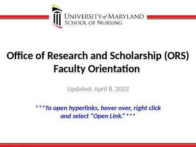 Office of Research and Scholarship (ORS)