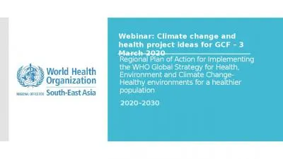 Regional Plan of Action for Implementing the WHO Global Strategy for Health, Environment and Climat