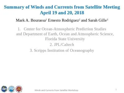 Summary of Winds and Currents from Satellite Meeting