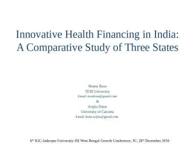 Innovative Health Financing in India: A Comparative Study of Three States