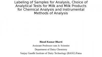 Labeling of Samples for Analysis, Choice of Analytical Tests for Milk and Milk Products for Chemica