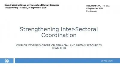 Strengthening Inter-Sectoral Coordination