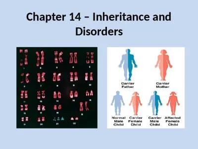 Chapter 14 – Inheritance and Disorders