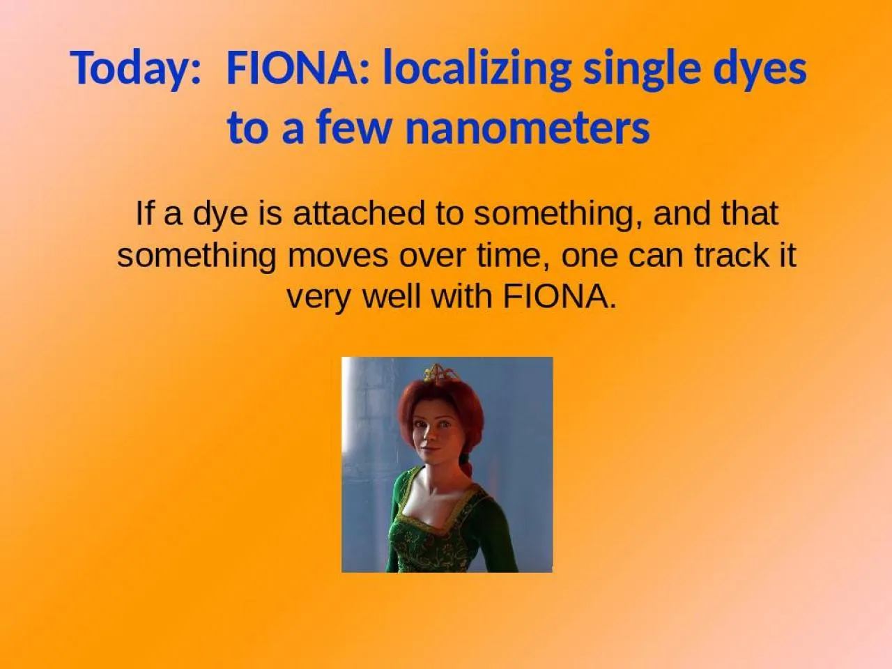 PPT-Today: FIONA: localizing single dyes to a few nanometers