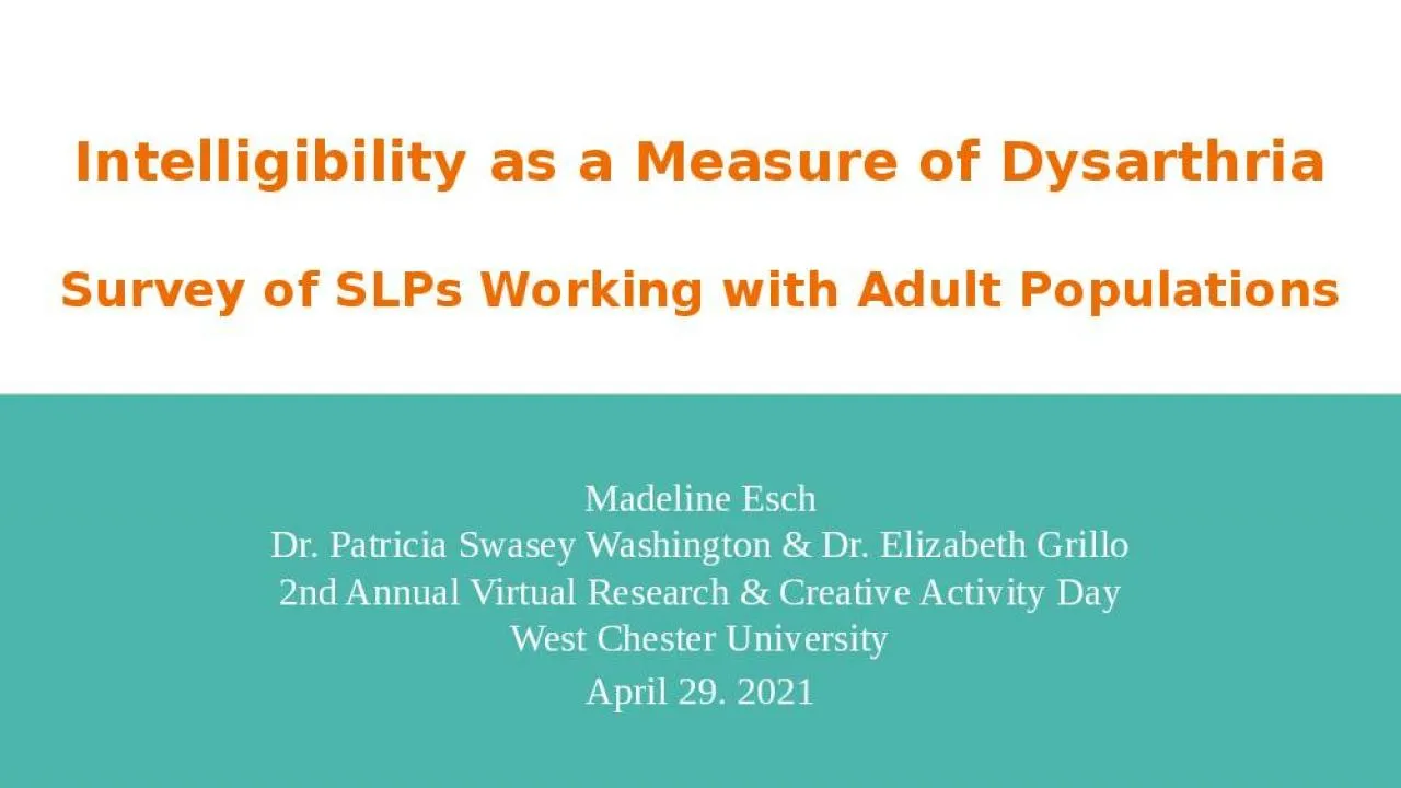 PPT-Intelligibility as a Measure of Dysarthria