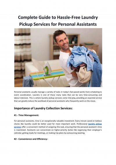 Complete Guide To Hassle-Free Laundry Pickup Services For Personal Assistants - Hello Laundry