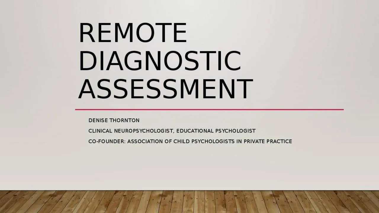 PPT-Remote Diagnostic Assessment