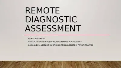 Remote Diagnostic Assessment