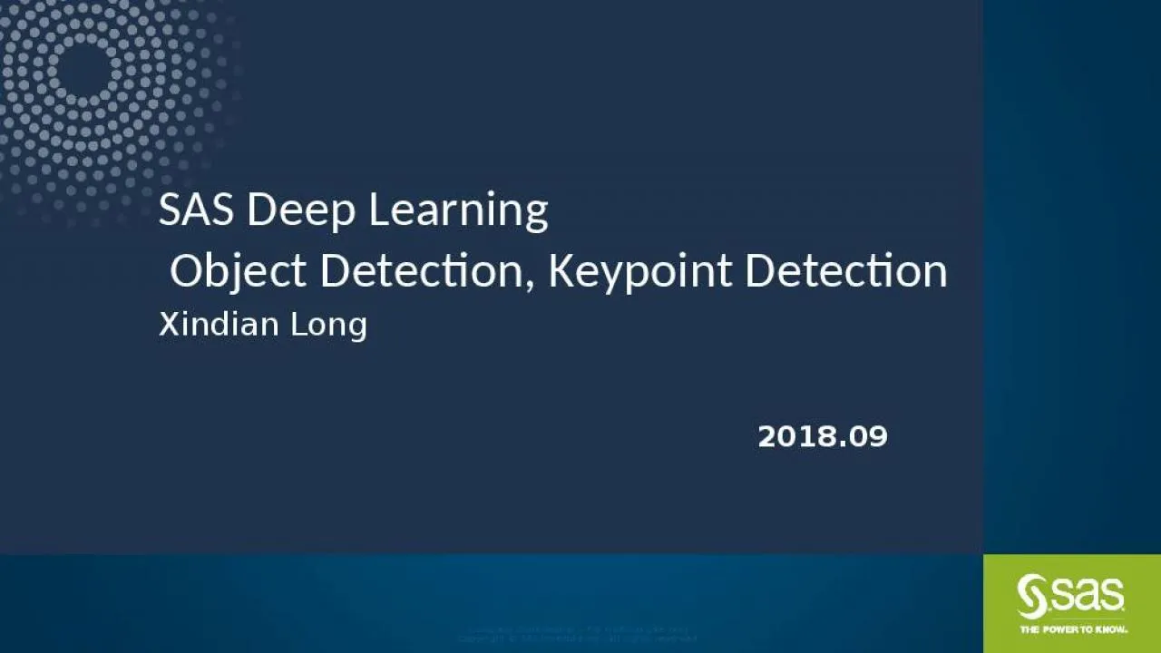 PPT-SAS Deep Learning Object Detection, Keypoint Detection