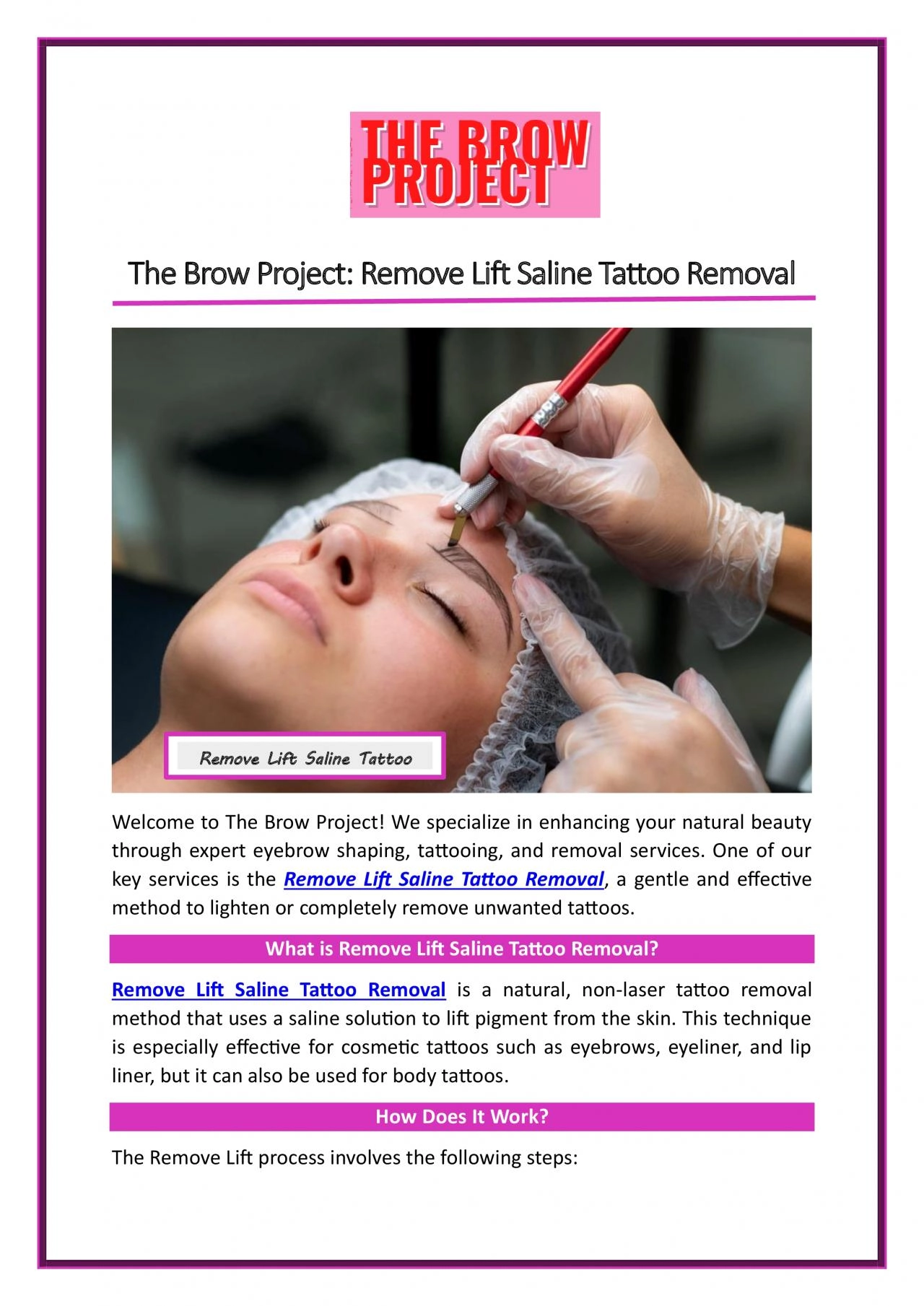 PDF-The Brow Project: Remove Lift Saline Tattoo Removal