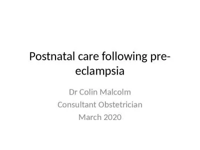 Postnatal care following pre-eclampsia