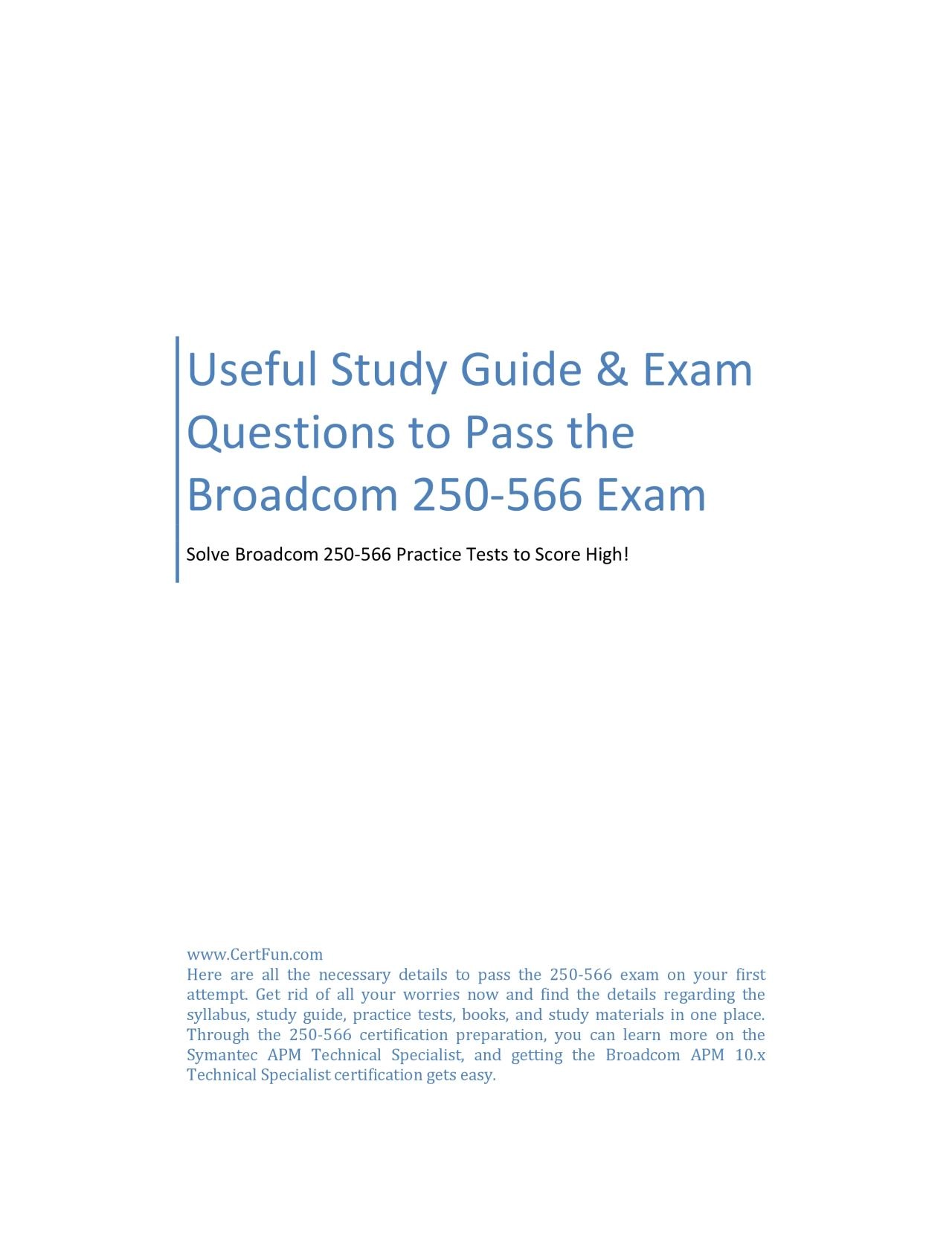 PDF-Useful Study Guide & Exam Questions to Pass the Broadcom 250-566 Exam