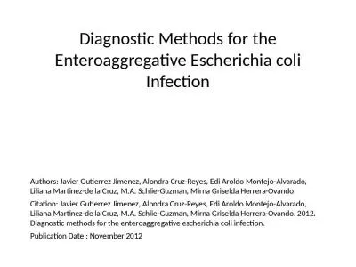 Diagnostic Methods for the Enteroaggregative Escherichia coli Infection