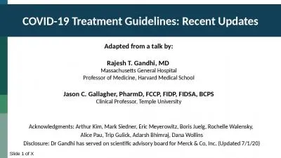 COVID-19 Treatment Guidelines: Recent Updates