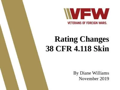 Rating Changes 38 CFR 4.118 Skin