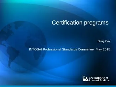 Certification programs  Gerry Cox