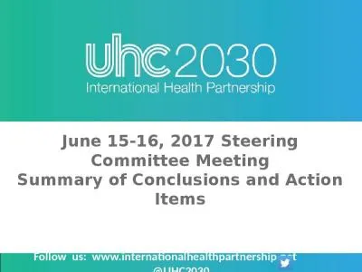 June 15-16, 2017 Steering Committee Meeting