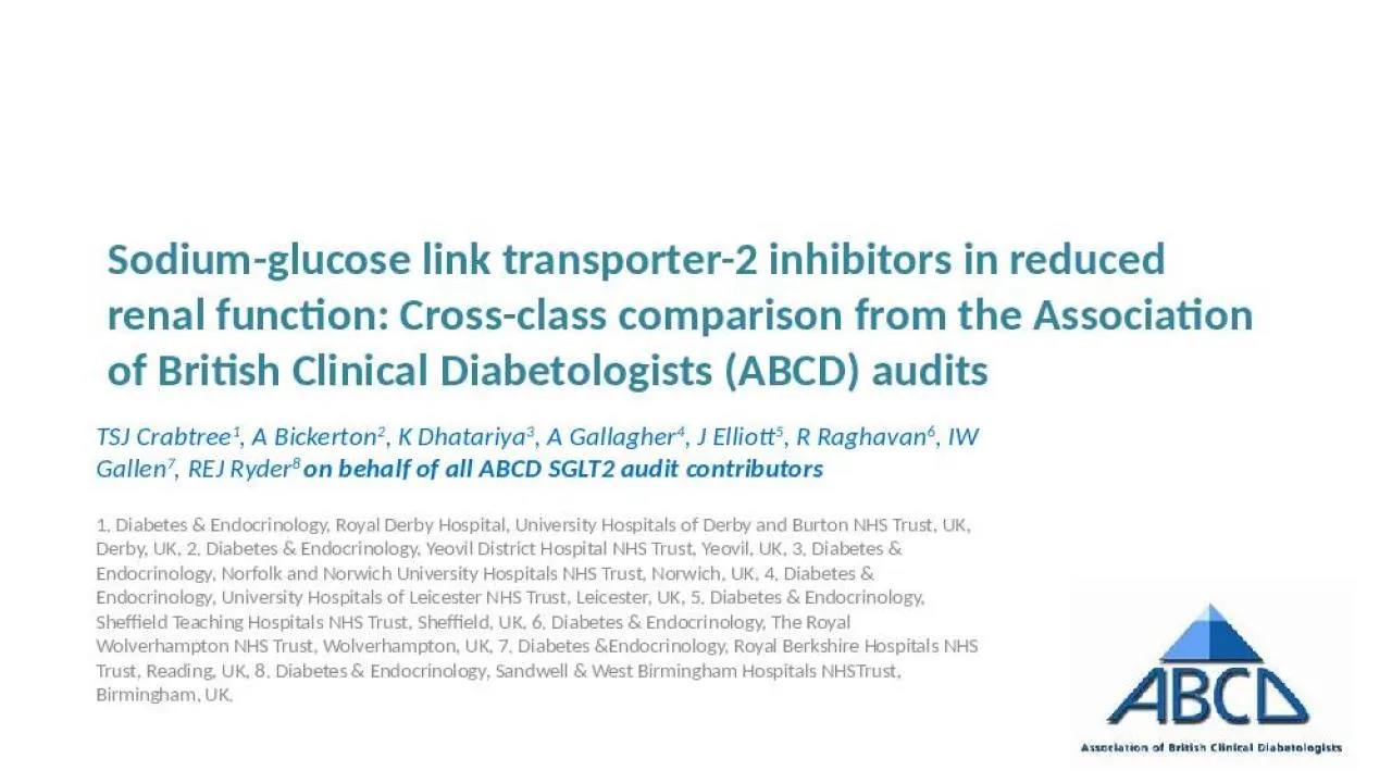 PPT-Sodium-glucose link transporter-2 inhibitors in reduced renal function: Cross-class comparison