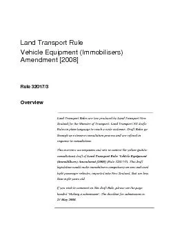 Vehicle Equipment (Immobilisers) Amendment   Yellow draft 