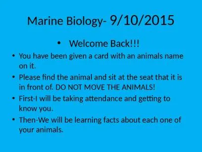 Marine Biology-  9/10/2015