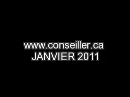 www.conseiller.ca JANVIER 2011