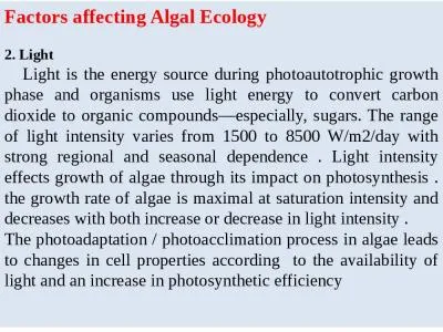 Factors affecting Algal