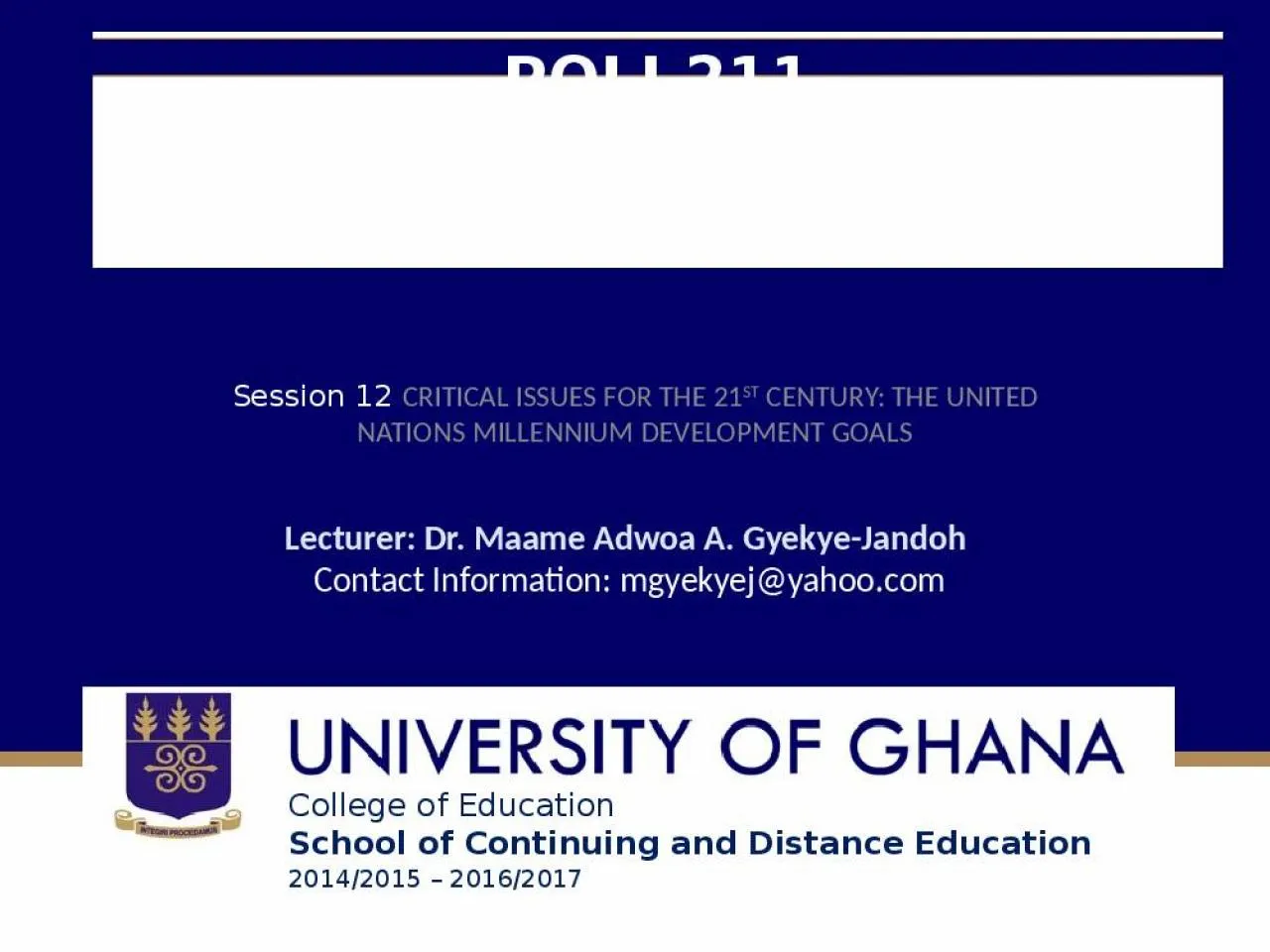 PPT-POLI 211 Introduction to Development Studies