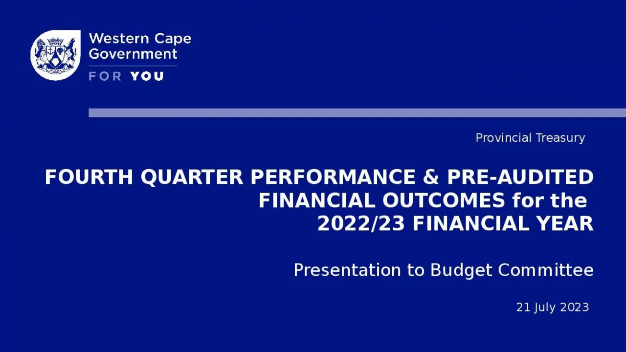 PPT-FOURTH QUARTER PERFORMANCE & PRE-AUDITED FINANCIAL OUTCOMES for the