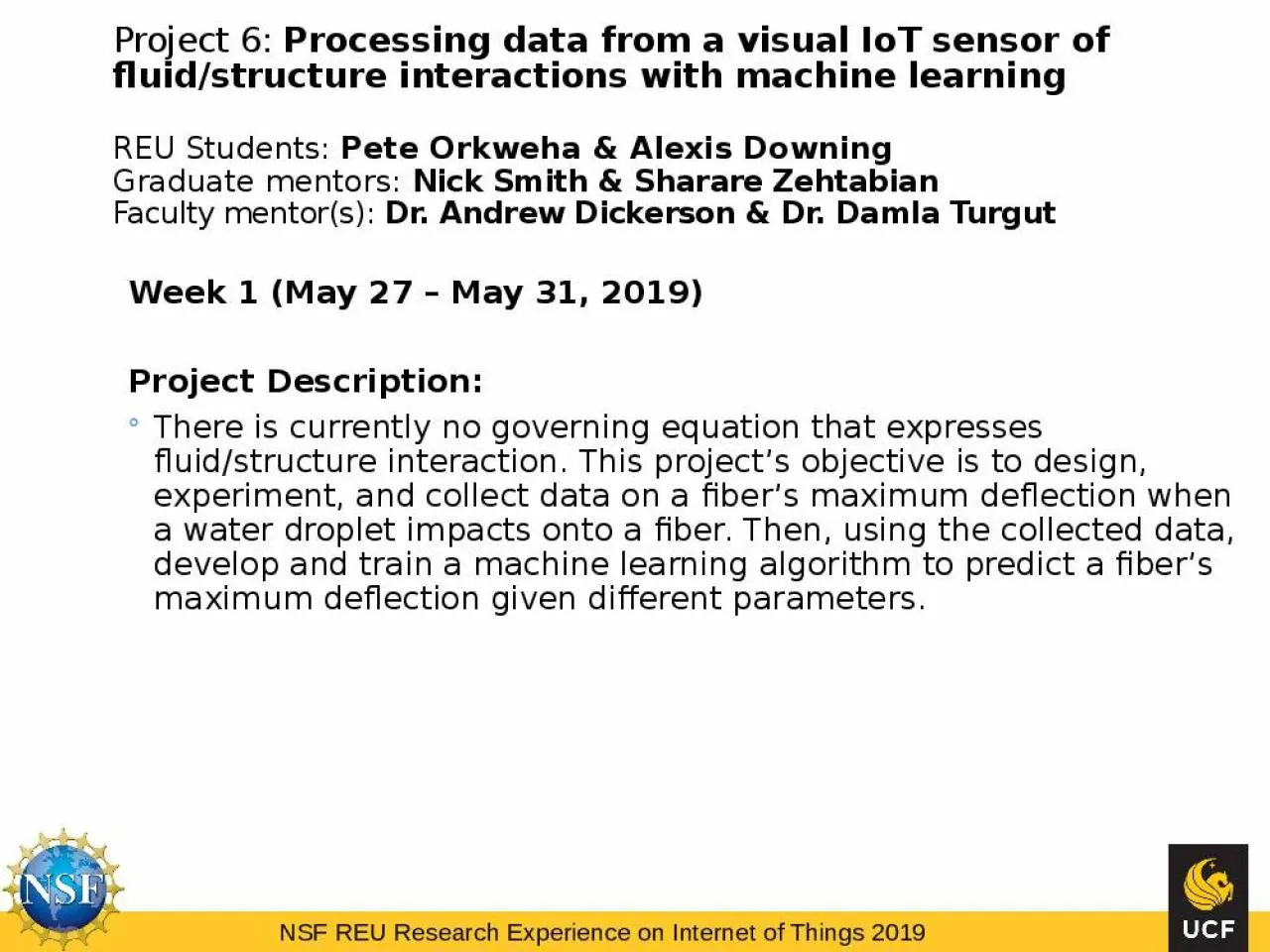 PPT-Project 6: Processing data from a visual IoT sensor of fluid/structure interactions with