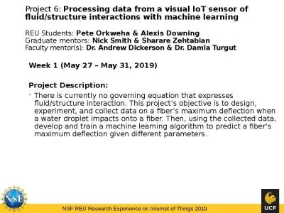 Project 6:  Processing data from a visual IoT sensor of fluid/structure interactions with