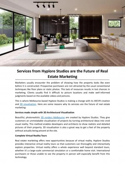 Services from Hyplore Studios are the Future of Real Estate Marketing