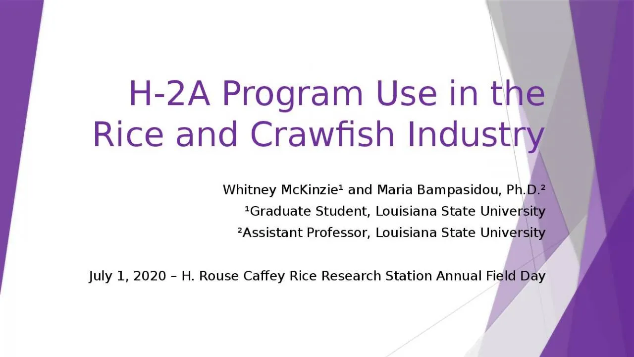 PPT-H-2A Program Use in the Rice and Crawfish Industry